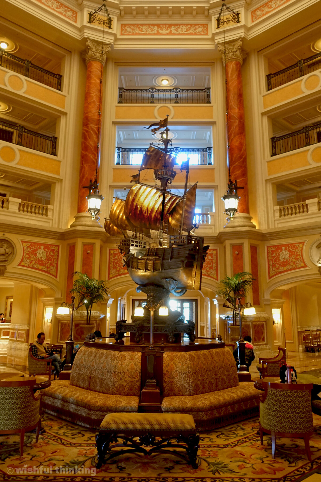 The awe-inspiring lobby of the Tokyo DisneySea Hotel MiraCosta wows guests with luxury Disney resort hotel comfort