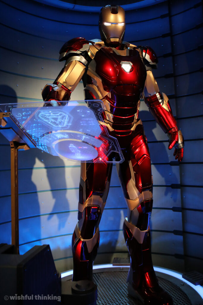 The Iron Man Audio-Animatronic greets guests who arrive at Avengers Assemble: Flight Force in Avengers Campus at Disneyland Paris