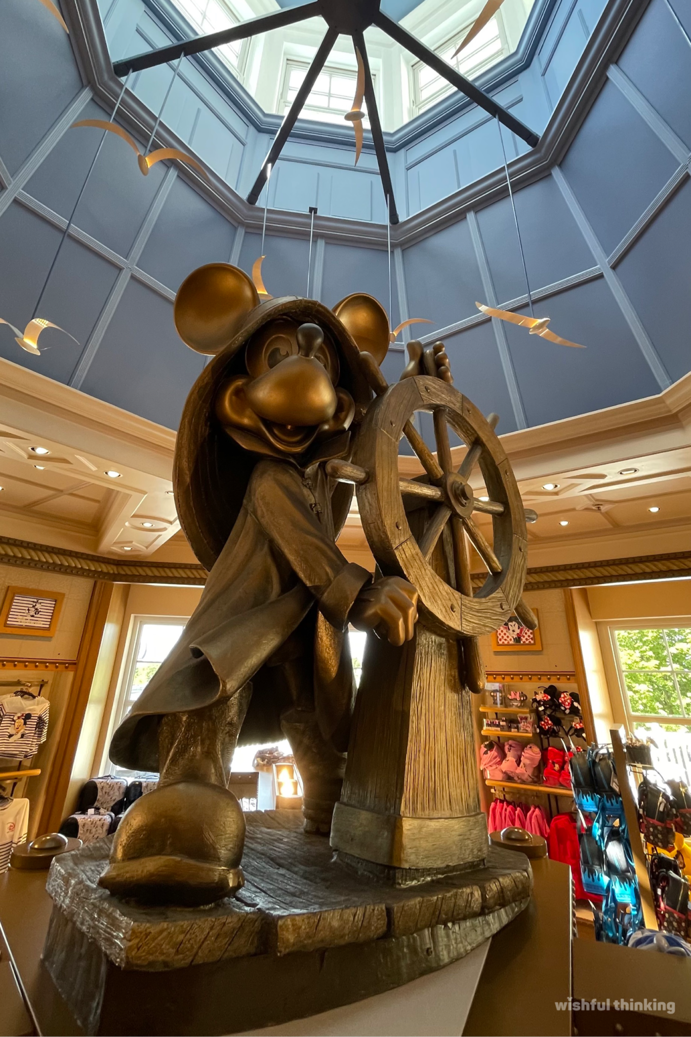 Mickey Mouse stands at the wheel of a ship in the lobby of Disney's Newport Bay Club Resort in Marne-la-Valee, France