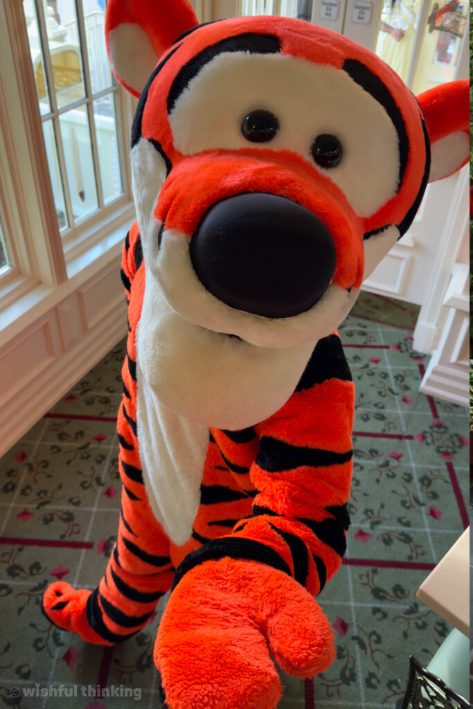 Tigger pals around with Winnie the Pooh and friends from the Hundred Acre Wood at Disney's Crystal Palace restaurant in the Magic Kingdom