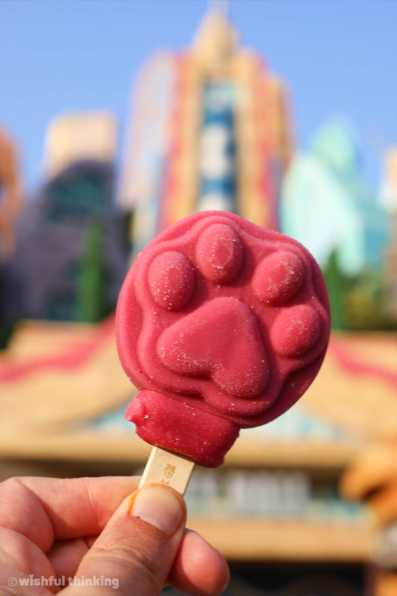 The tasty raspberry-flavored pawpsicle at Zootpia inside Shanghai Disneyland